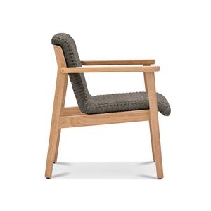 Wesie armchairs made of teak wood frame chair with natural finish and wicker <b>black</b> <b>rope</b> for dining room use - Product Image 3