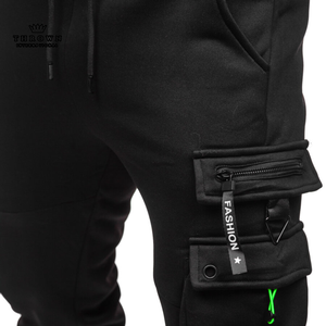 กางเกงวิ่งผ้าฟลีซของผู้ชายกางเกงผ้าฝ้ายแนวสตรีทพร้อมการปักที่ไม่เหมือนใคร - Product Image 2