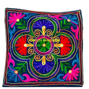 Funda De Almohada bordada de lana india, fundas de almohada de algodón bohemio hechas a mano para decoración de sofá, fundas de cojines - Product Image 1