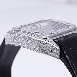 Montre mécanique de luxe haut de gamme pour homme, design personnalisé, sertie de diamants Moissanite VVS, cadran en verre artisanal, mouvement automatique - Product Image 4
