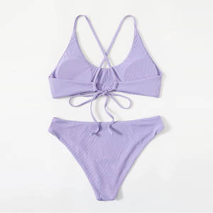 Precios al por Mayor, Última Colección, Conjunto de Bikini para Mujer, Etiqueta Privada Personalizada, Conjunto de Bikini Ligero en Color Sólido, Servicio OEM - Product Image 2