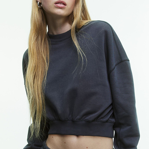 เสื้อสเวตเตอร์คอกลมแขนยาวผ้าฝ้ายระบายอากาศระบายอากาศได้ดีพิมพ์ลายกราฟิกสำหรับผู้หญิงเสื้อผ้าคอตตอนโอเวอร์ไซส์แบบกำหนดเอง - Product Image 5