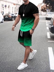 ชุดเสื้อผ้า2ชิ้นสำหรับผู้ชายชุดเสื้อยืดชายหาดโบฮีเมียนพิมพ์ลาย2025ไล่ระดับสีสำหรับวันหยุดฤดูร้อน2025 - Product Image 3