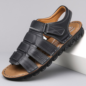 Nuevas Sandalias de Cuero Italianas para Hombre con Estampado de Leopardo y Suela de Eva, Sandalias Deportivas Cómodas con Punta Abierta, Zapatos de Marca de Moda para Verano - Product Image 2