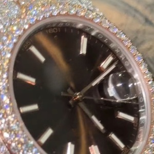 Montre pour homme Bling Iced Out VVS1 Moissanite entièrement sertie de diamants en acier inoxydable avec cadran bleu, cadeau de luxe - Product Image 6