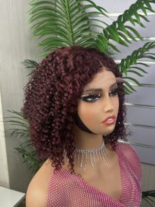 Super doble dibujado 5*5 cierre Peluca de encaje crudo original vendedores de cabello humano rizado <span class=keywords><strong>rizos</strong></span> 5*5 cierre Peluca de encaje precio de fábrica - Product Image 5