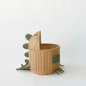 Cesta de Almacenamiento de Mimbre de Ratán con Forma de Dinosaurio Hecha a Mano, Organizador de Juguetes para Niños - Product Image 4