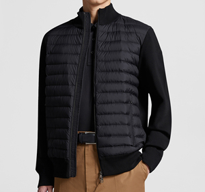 Veste matelassée hybride pour homme, légère et rembourrée en duvet, pour le printemps et l'automne, col montant avec doublure en laine, fermeture éclair sur le devant et dos - Product Image 5
