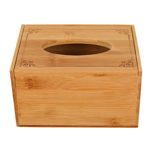 Factory Creative Household Transparent Tissue Container Holder Facial Tissue <b>Dispenser</b> Box with Bamboo Wood Lid - Product Image 4