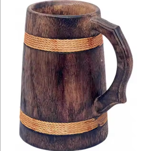 Handmade wooden beer mug eco-friendly sustainable carved wood <b>cup</b> Natural rustic wood drinking mug beer coffee tea Rustic - Product Image 4