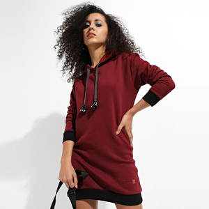 Sudadera con capucha hasta la rodilla de tamaño completo para mujer con mangas largas y logotipo de serigrafía Ropa informal de invierno Cuello con capucha - Product Image 1