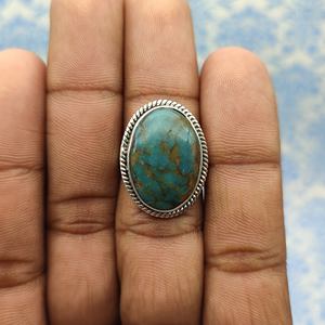 แหวนเงิน925พลอย azorite สำหรับผู้หญิงทำด้วยมือเงินฮิปปี้แหวนพลอย925ธรรมชาติ Azorite วินเทจ - Product Image 6