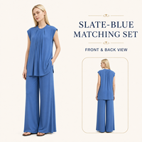Ensemble deux pièces en maille pour femme, haut épaules dénudées et pantalon long, en mélange de coton respirant et extensible, personnalisable, marque privée OEM