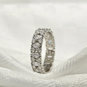 IGI Certified CVD HPHT Lab Grown Diamond <b>Fine</b> <b>Rings</b> 14k 18k Solid Gold Half Eternity Wedding Band Elegant <b>Ring</b> for Women's Party - Product Image 1