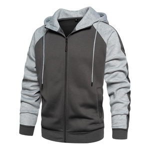 Vente en gros 350 Gsm Plain Hoodies Fleece Full Zipper Up Drawstring Hoodie Respirant Chaud Deux Poches Plaine Hoodies Pour Hommes - Product Image 1