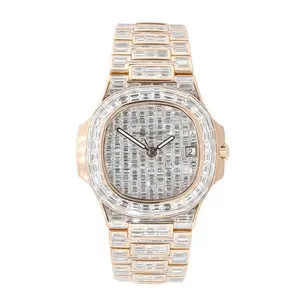 冰镇测试仪通过VVS全布加迪莫桑石手表钻石高品质奢华黄金2吨嘻哈男士钻石手表印度