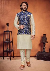 Haute qualité inde hommes taille libre ethnique soie Kurta pyjama veste fête de mariage porter Maruti Collection de mode - Product Image 6