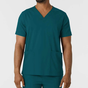 Venta al por mayor nuevo estilo para hombre traje ligero Hospital sin mangas uniforme conjuntos transpirable cuello en V - Product Image 1