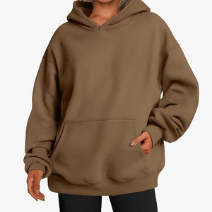 Sudadera con Capucha Corta Personalizable para Mujer, Poliéster/Algodón, Gruesa, de Felpa, Anti-Pilling, con Capucha para Invierno, OEM - Product Image 1