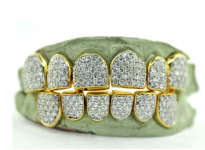 8บนล่าง14K แข็งทอง925สเตอร์ลิงเงินเพชรเพชรโมอิสกันฝุ่นเย็นฟัน grillz กระจก/ตัด/น้ำแข็งตัดเครื่องประดับร่างกาย - Product Image 2