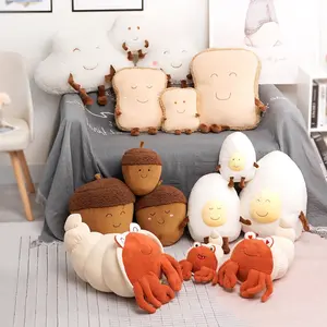 30-60cm mutlu aile dolması peluş yastık karikatür sevimli tost dilim bulut yumurta yengeç peluş bebek oyuncak hediyeler çocuklar için