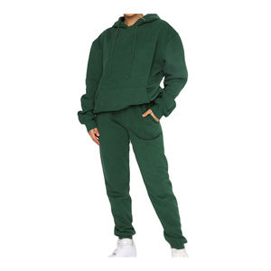 Conjunto Deportivo Informal de Talla Grande con Logotipo Personalizado, Sudadera con Capucha y Pantalones de 2 Piezas, 100% Algodón Ecológico para Mujer, Invierno - Product Image 4