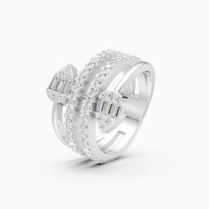 Anillo Espiral Triple con Diamantes en Forma de Pera y Baguette, con Diamante Cultivado en Laboratorio de 0.95 Ct |   En oro amarillo, blanco y rosa de 9 quilates - Product Image 2