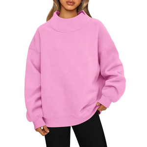Femmes hiver surdimensionné col montant pull à capuche sweats à manches longues coton polaire écologique couleurs personnalisables - Product Image 2
