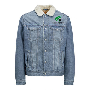 Veste en jean vintage d'hiver de haute qualité pour hommes, vêtements d'extérieur décontractés en coton avec impression de logo sur le devant, couleur unie, service personnalisé OEM - Product Image 2