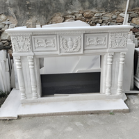 Mantel de Chimenea de Mármol Montado en la Pared, Diseño Art Deco, Tallado a Mano, de Alta Calidad y Lujo