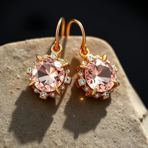 Classic Diamond Charm <b>huggies</b> Stone Chain Drop 925 Sterling <b>Silver</b> 18k Gold Plated <b>Earrings</b> - Product Image 4