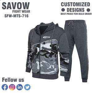 Vente en gros de survêtements professionnels personnalisés en polyester pour l'entraînement sportif, le jogging, la salle de sport, deux pièces, costume décontracté pour hommes - Product Image 3