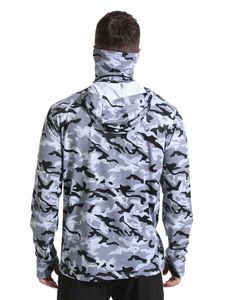 Men's Solid Plus Size UPF 50+ Fishing Hoodie Face Mask Lightweight <b>Sun</b> <b>Protection</b> Long Sleeve Quick Dry Breathable Shirt - Product Image 3