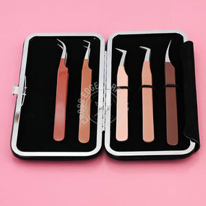 Custom Logo Fiber Tip Eyelash Extension Tweezer 90 degree Curved Volume Fans Perfect Grip Lash Artist <b>Tool</b> - Product Image 1