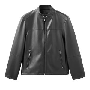 Veste en cuir d'hiver pour homme Street Wear, coupe-vent, manches longues, épaisse, enduite, veste en cuir d'extérieur avec poche zippée - Product Image 1