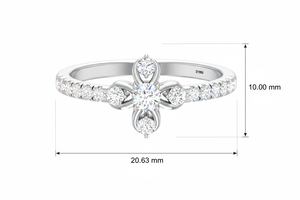 แหวนเพชรรูปกลีบดอกไม้ ทอง 14K แหวนผู้หญิง |   0.40Ctw ทรงกลมเจียระไนแบบบริลเลียนท์ สำหรับใส่ทุกวัน - Product Image 2