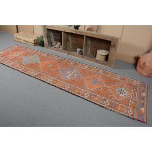 Vintage Turkish <b>Rug</b>, 2.8x11.4 ft <b>Runner</b> <b>Rug</b>, Orange Purple Abstract <b>Rug</b> - Product Image 3