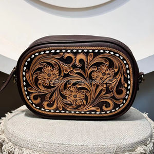 2024 gros nouveau Western usiné à la main en cuir véritable femmes sac à bandoulière en cuir de vache Floral bohème luxe concepteur sac à main - Product Image 2