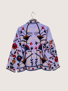 เสื้อคลุมคาร์ดิแกนผ้าฝ้ายปักลายดอกไม้สไตล์โบฮีเมียนสีชมพู คอจีน แขนยาว ไซส์ใหญ่ เสื้อคลุมลำลองสำหรับผู้หญิง ใส่ได้ในฤดูใบไม้ผลิ - Product Image 2