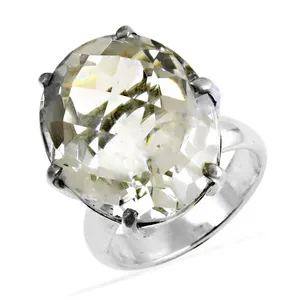 Anillo de Plata 925 con Corte Ovalado de Cuarzo Natural para Mujer, Engaste de Puntas, Estilo Clásico, Joyería de Boda - Product Image 2