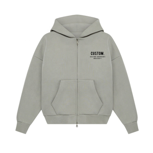 Sweat à capuche zippé en coton de haute qualité Sweat à capuche zippé épais et surdimensionné à double fermeture éclair Personnalisé Vente de sweats à capuche pour hommes à épaules tombantes - Product Image 6