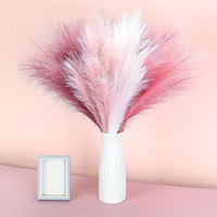 Rangkaian Bunga Bulrush Buatan 17,7 Inci, Rumput Pompas Pendek Warna Putih Blush Boho untuk Pengisi Vas, Dekorasi Rumah, Pernikahan, dan Pesta