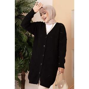 Camiseta tipo cárdigan con estampado regular para mujer, color negro estándar, hecha en Turquía. - Product Image 3