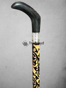 Mango de bastón de cuerno fuerte para uso resistente al aire libre y soporte para ancianos Tradebyd - Product Image 4