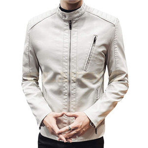 Lightweight Comfortable Men's <b>Winter</b> <b>Leather</b> <b>Jacket</b> with Stand Collar and Front Logo Waterproof & Breathable - Product Image 2