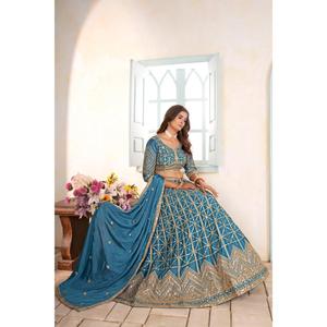 Lehenga Choli tendance pour femme, style moderne, brodé, longueur ras du sol, tenue ethnique écologique pour les célébrations festives, vente en gros - Product Image 4