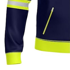 Sudadera con capucha y cremallera frontal de alta visibilidad para hombre, cinta reflectante, abrigo de seguridad de alta visibilidad, sudadera, sudaderas con capucha de alta visibilidad de Color verde - Product Image 3