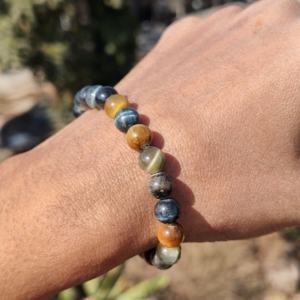 Golden Tiger Eye 925 Silver <b>Adjustable</b> Beaded Gemstone <b>Bracelet</b> 8mm Handmade Unisex Gift - Product Image 3
