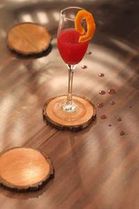 Set of Wooden <b>Drink</b> <b>Coasters</b> with Holder for Bar Kitchen Home-Promotional Cup <b>Coaster</b>" - Product Image 4
