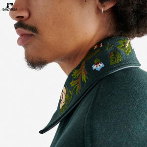 แจ็กเก็ตหนังเลตเตอร์แมนไซส์พิเศษสำหรับผู้ชายแจ็คเก็ตเบสบอลขนสัตว์มีโลโก้ปักลายดอกไม้ผ้ากำมะหยี่สำหรับฤดูหนาว - Product Image 5